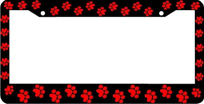 RED PAW PRINTS CRITTER DOG CAT License Plate Frame  • $5.99