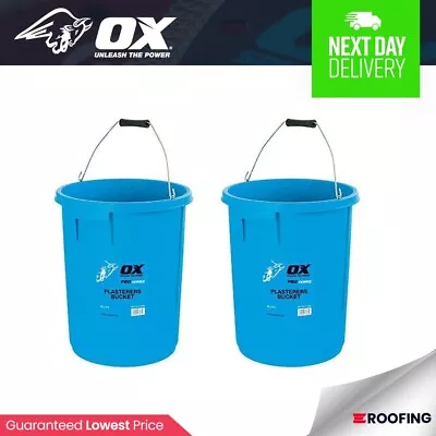 2x OX Pro P110825 Plasterers Bucket 25L Plaster Mortar Deep Mixing Bucket • £34.99