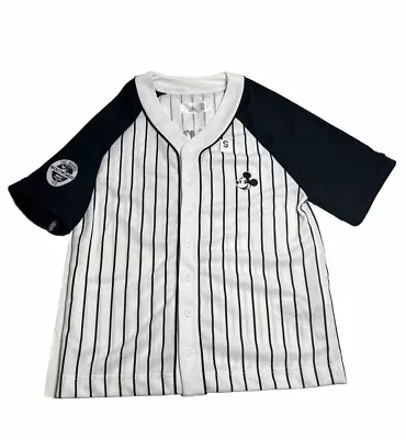 Disney Jersey Mickey Mouse Pin Stripe Baseball Shirt #28 Size Extra Small XS • $39.90