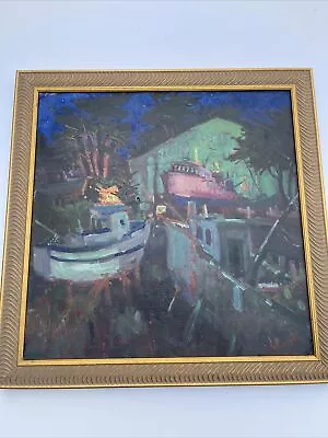 Monterey Shipyard Painting Listed Oil Silvio Silvestri Exhibited In Carmel Rare • $1320