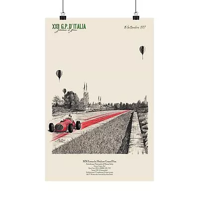 1951 Italian Grand Prix Monza Vintage Poster OSCA Formula Racing Car Art Print • $39.20