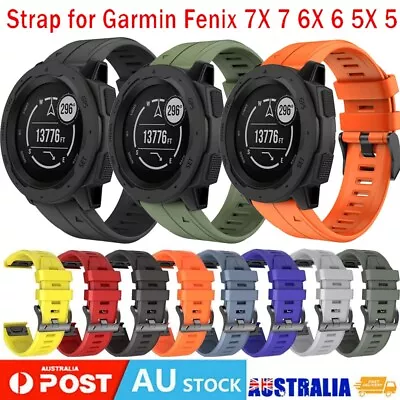 For Garmin Fenix 5 6 5X 6X 7 7X Forerunner Watch Band Silicone Strap Quick Fit • $10.95