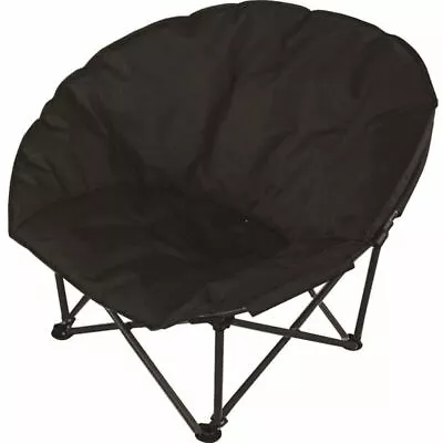 Deluxe Black Padded Folding Outdoor Camping Beach Garden Fishing Moon Chair Seat • £29.99