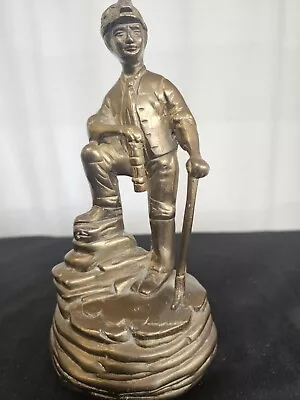 Vintage Large Brass Miner With Davy Lamp And Pick Excellent Patina Nice  Cast • £9.99