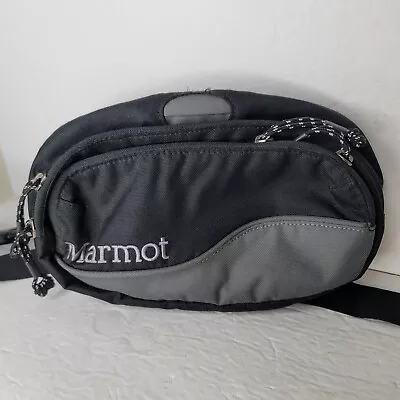 Marmot Waist Pack Multi Pocket Bag Lumbar Fanny Pack Bag Small Black Two Zip • $38