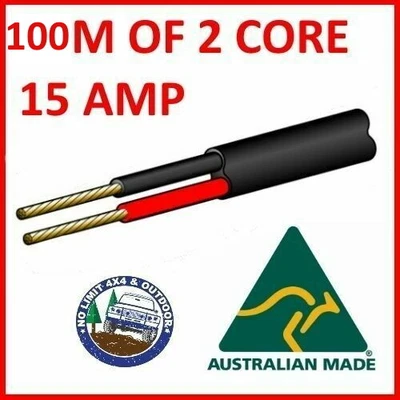 $139.99 • Buy 100m Of 2 Core 3mm Wire Cable Battery Trailer Truck 12v 12 Volt 100m Twin Metres