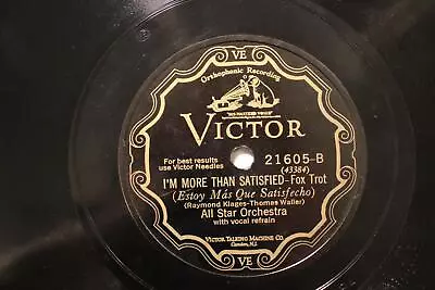 JAZZ ALL STAR ORCH I'm More Than Satisfied VICTOR 21605  EE+ • $19.99