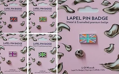 UNION JACK GB Flag Metal Enamelled Lapel Pin Badges In 5 Colourways  • £3.99