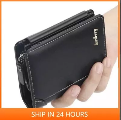 Men Credit Card ID Holder Zipper Purse Leather Trifold Big Capacity Wallet New • $11.99