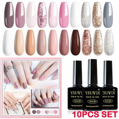 £3.89 • Buy 10PCS Nail Gel Polish Set Soak Off UV LED Colour Base Top Coat Nail Varnish UK