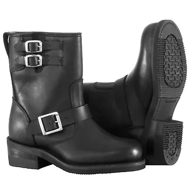 Nos River Road 098247 Twin Buckle Engineer Boots Black Size Womens 7 • $42.50