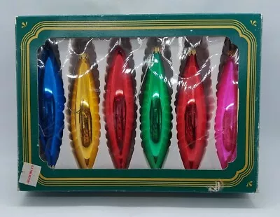 Vintage Christmas Kurt Adler Glass Ornaments Teardrop Style 6 Pack • $12.99