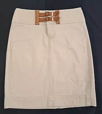 RALPH LAUREN SPORT Tan Utility Skirt Leather Straps 100% Cotton Women's Size 2 • £24