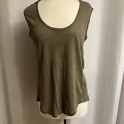 NWT Women’s Banana Republic Green Linen Muscle Tee M Scoop Neck Tank Airy Summer • $14.99