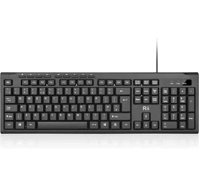 Rii RK907 USB Wired SILENT Keyboard Full Size Keyboard Compatible With Mac PC UK • £9.99