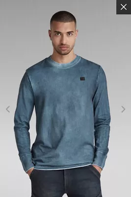 G-Star Raw Men’s Long Sleeve T-Shirt Blue White $85 Small New • $65