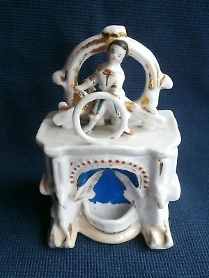 £24.99 • Buy Antique C19th German China Fairing - Trinket Box - Chinese Hoop Rolling