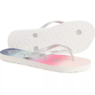 ROXY Women's Size 8 Melon III Silver Pink Blue Fade Flip Flops Sandals  • $18.90