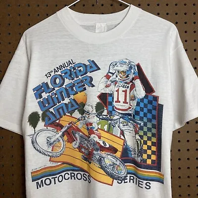 Vintage 80s Florida Winter AMA Motocross Series T-shirt Large Dirt Bike Moto USA • $84.80