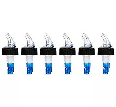 (Pack Of 6) Measured Liquor Pourers 0.875 Oz Clear Spout W/ BlueTail Pourer • $19.88