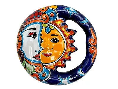 Talavera Eclipse Ceramic Mexican Pottery Sun Moon Home Decor Wall Art Cute 9” • $48