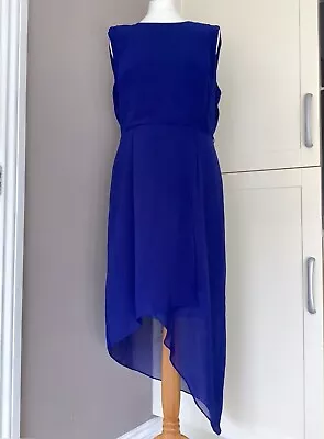 Stunning WAREHOUSE Cobalt Blue Asymmetric DRESS 10 • £6.95