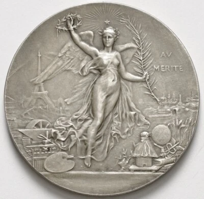 $51 • Buy France Winged Woman With Palm Branch & Wreath Silver Medal By Rivet 44mm 45,65g