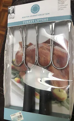 Martha Stewart Meat Lifters Ham Turkey Roast Black Handles Kitchen Serveware NEW • $9.99