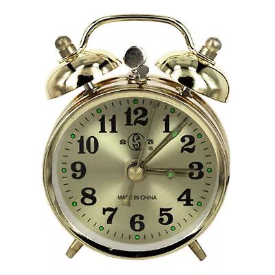 New Gold Home Mechanical Alarm Clock Manual Wind Up Vintage Metal Table Clock US • $20.98