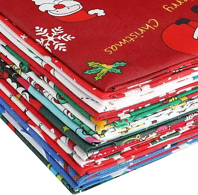 16 Pieces Christmas Fabric Fat Quarters Bundle Christmas Patterned Cotton Fabric • $24.67