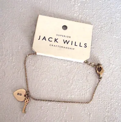Jack Wills Gold Tone Bracelet. Lock & Key Charms. Brand New ' Superior Quality ' • £5