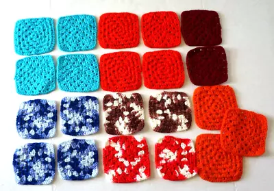 Lot Of 21 Vintage Hand Crocheted Trivets Potholders Multi Color 5-1/2 X5-1/2  • $10