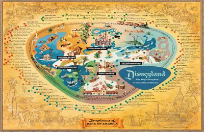 Disneyland Park Magic Kingdom 1956 Map Poster Print Tomorrowland Fantasyland • $29.99