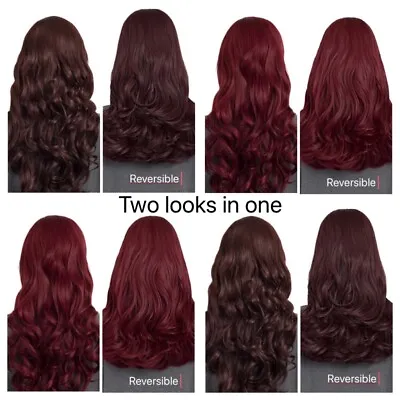 Koko Half Head 3/4 Wig Curly 24  Burgundy Or Dark Burgundy Reversible 2 Styles 1 • £13.50