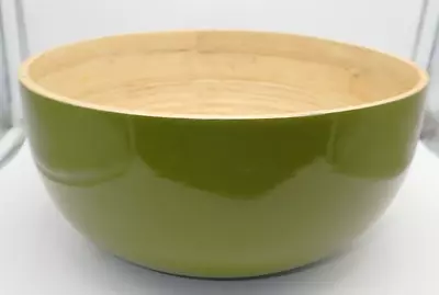 $7.98 • Buy Bamboo Serving Bowl Salad Fruit Outside Painted Green Large 10  Diameter