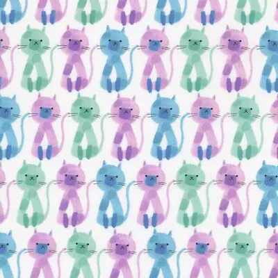 Feline Drive Fabric MUSINGS Cats Multi/White Fat Quarter (18  X 22 ) FQ • $3.60