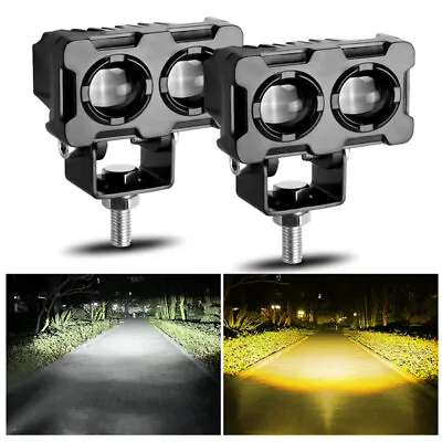 2X Yellow White Motorcycle LED Spot Driving Lamp Fog Wrok Light Pods ATV UTV SUV • $35.95