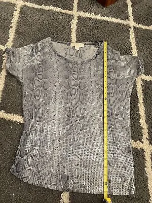 Gorgeous Michael Kors Beaded Animal Print Top Gray And Silver Small Never Worn!  • $5.99