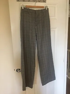 Zara Grey Plaid High Waist Pallazo Style Trousers Size Small • £12