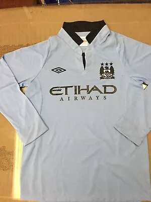 Manchester City 2012 13 Long Sleeve Football Soccer Shirt Jersey Sz 38 Aguero Er • $60