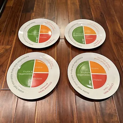 Portion Plates Weight Loss 10.25” Dishes Set Of 4 Healthy Eating Fitness • $24.99