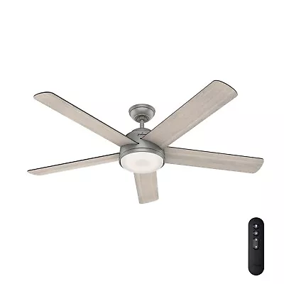 Hunter Fan 60 In Contemporary Matte Silver Ceiling Fan With LED Light And Remote • $179.26