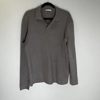 Zara Collared Polo Sweater Long Sleeves Knit Pullover Taupe Grey Color Size XL • $34.99
