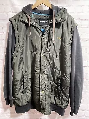 Menns Matix Asher Nylon Quilted Hoodie Jacket Size M Army Green • $24.99