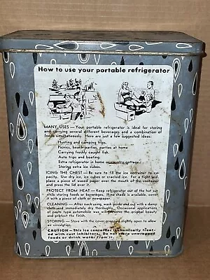 Vintage Portable Refrigerator Ice Container Chest Tin Box Storage • $15