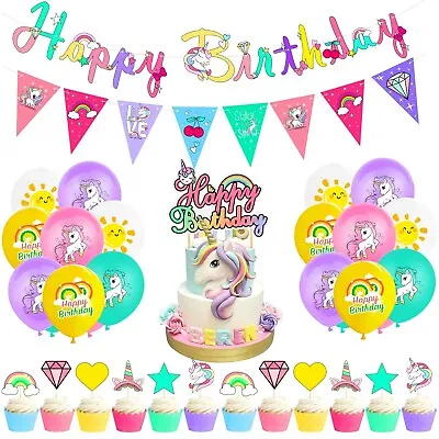 $23.99 • Buy Unicorn Party Set Party Supplies Kids Girls Dream Birthday Decoration