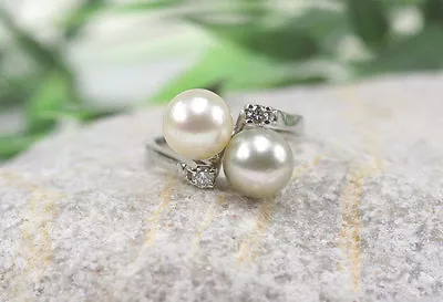 750 18kt Ring Gold White Gold Brilliant Breeding Beads Elegant • £181.46