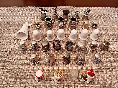 Lot Of 35 Assorted Vintage Modern Collectible Thimbles Mixed Materials • $29.99