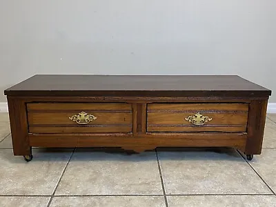 Antique Primitive Low Chest Of Brass Dresser Drawers Rustic Wood Furniture • $199.99