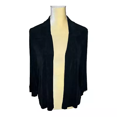 Vikki Vi Black Jacket Top Size Medium Petite Slinky • $34.95